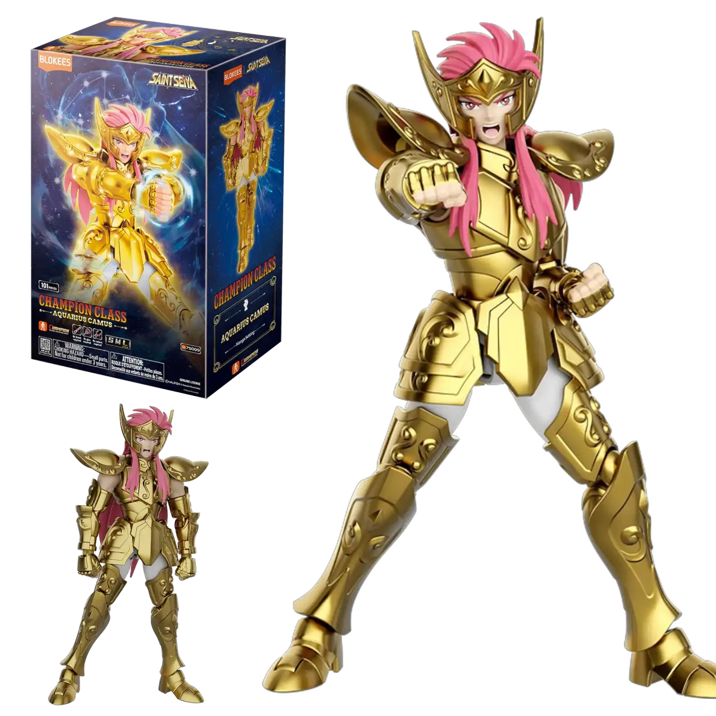 Saint Seiya Aquarius Campus Champion Class ( manos y caras intercambiables+44 puntos articulados+Pedestal) Blokees Original-Game Over Chile.cl