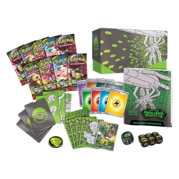 Pokémon MegaEvolución Equilibrio Perfecto (entrenador élite en español:9 sobres;1 carta holográfica;65 fundas;40 cartas de energía;1 guía;6 contadores de daño;1 dado;1moneda;1 caja organizadora;1 carta para live)-Game Over Chile.cl